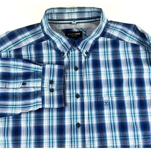 Ariat Pro Series Western Shirt Men's 2XLT Button Down Long Sleeve Blue Plaid
